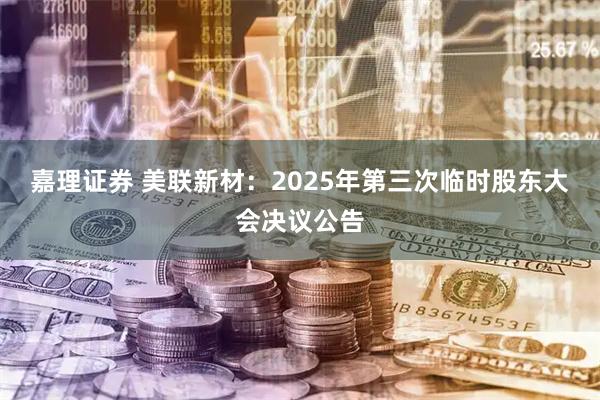嘉理证券 美联新材：2025年第三次临时股东大会决议公告