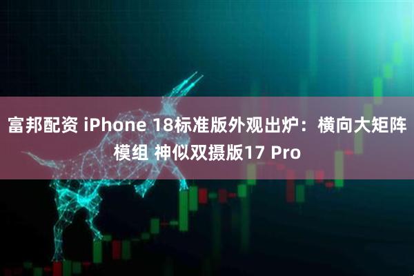 富邦配资 iPhone 18标准版外观出炉：横向大矩阵模组 神似双摄版17 Pro